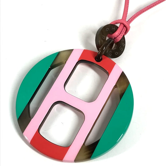 HERMES H Equipe Logo Necklace in Lacquer, Pink, for Women