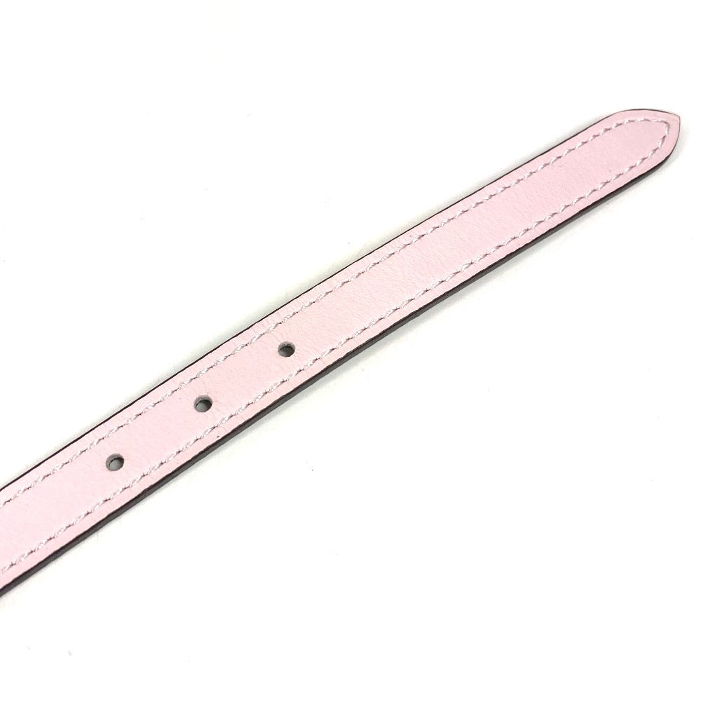 HERMES Carrousel Belt, Thin Leather Chain Belt, Epson, Women's, Vert Maki/Mauve Pale, Pink and Khaki