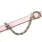 HERMES Carrousel Belt, Thin Leather Chain Belt, Epson, Women's, Vert Maki/Mauve Pale, Pink and Khaki