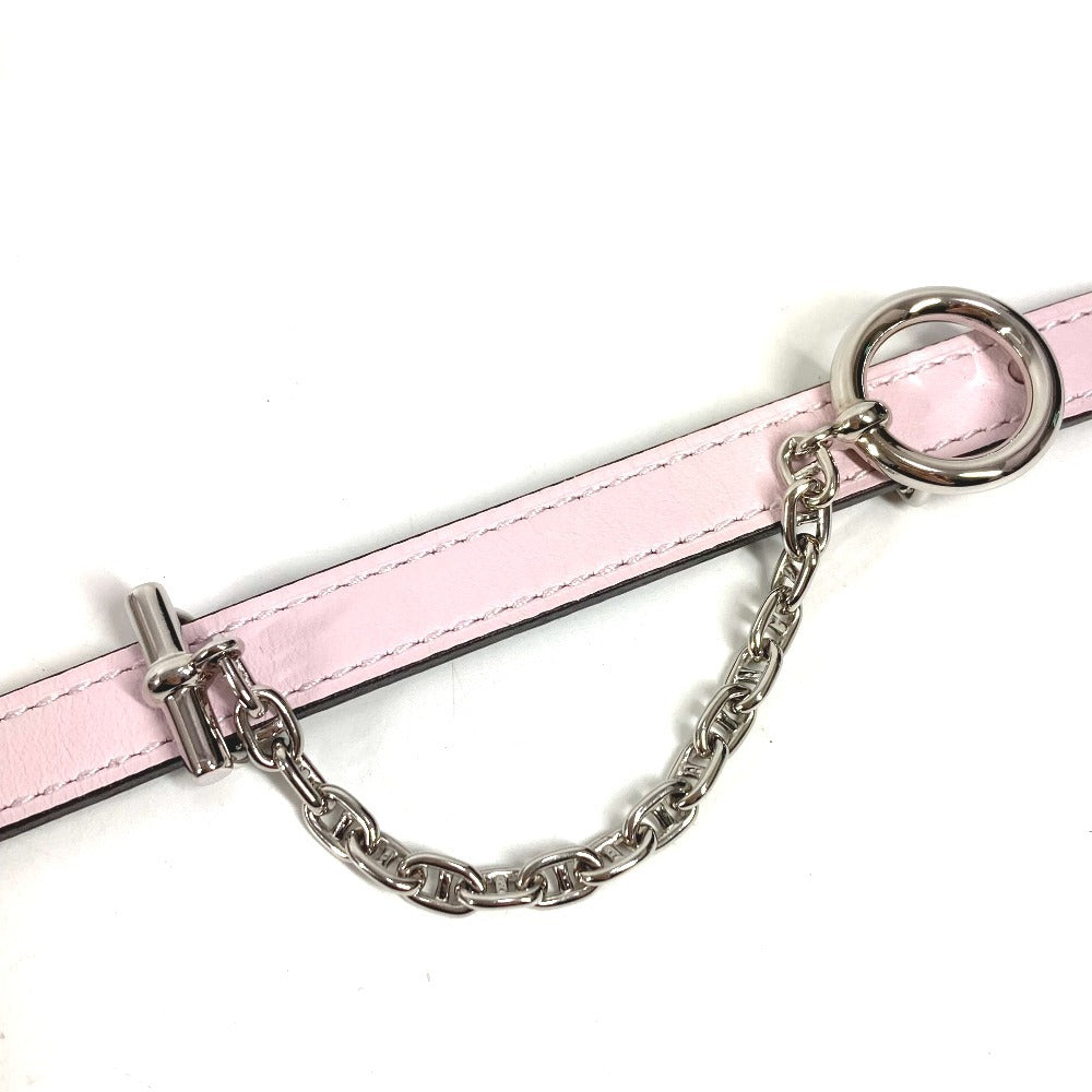 HERMES Carrousel Belt, Thin Leather Chain Belt, Epson, Women's, Vert Maki/Mauve Pale, Pink and Khaki