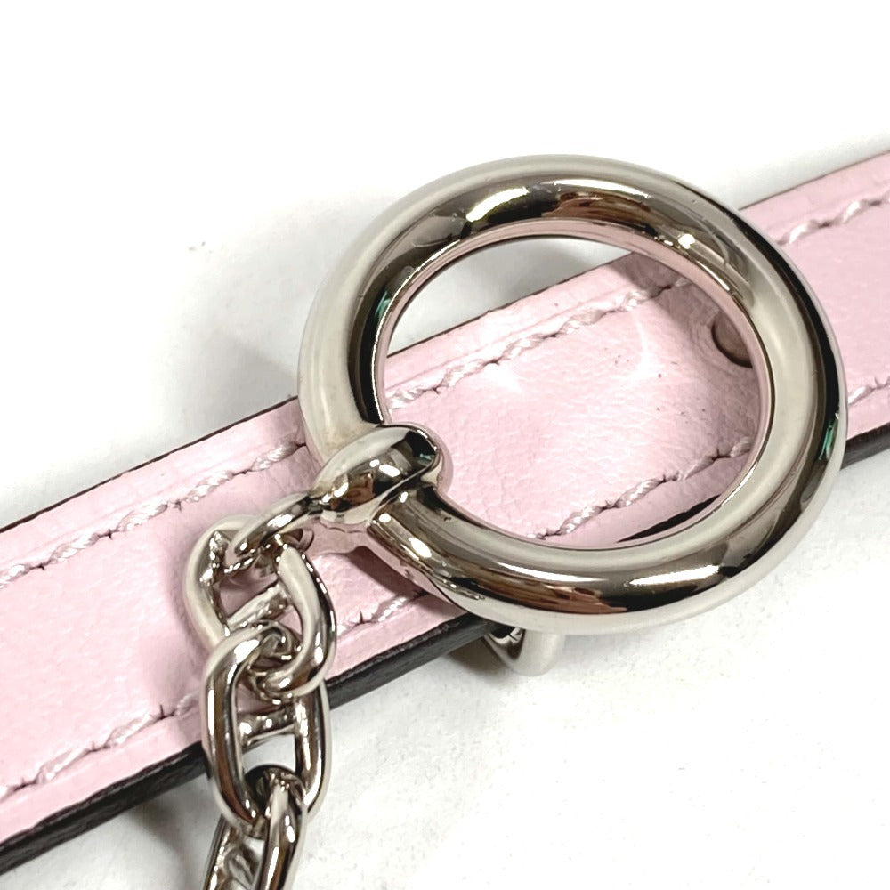 HERMES Carrousel Belt, Thin Leather Chain Belt, Epson, Women's, Vert Maki/Mauve Pale, Pink and Khaki