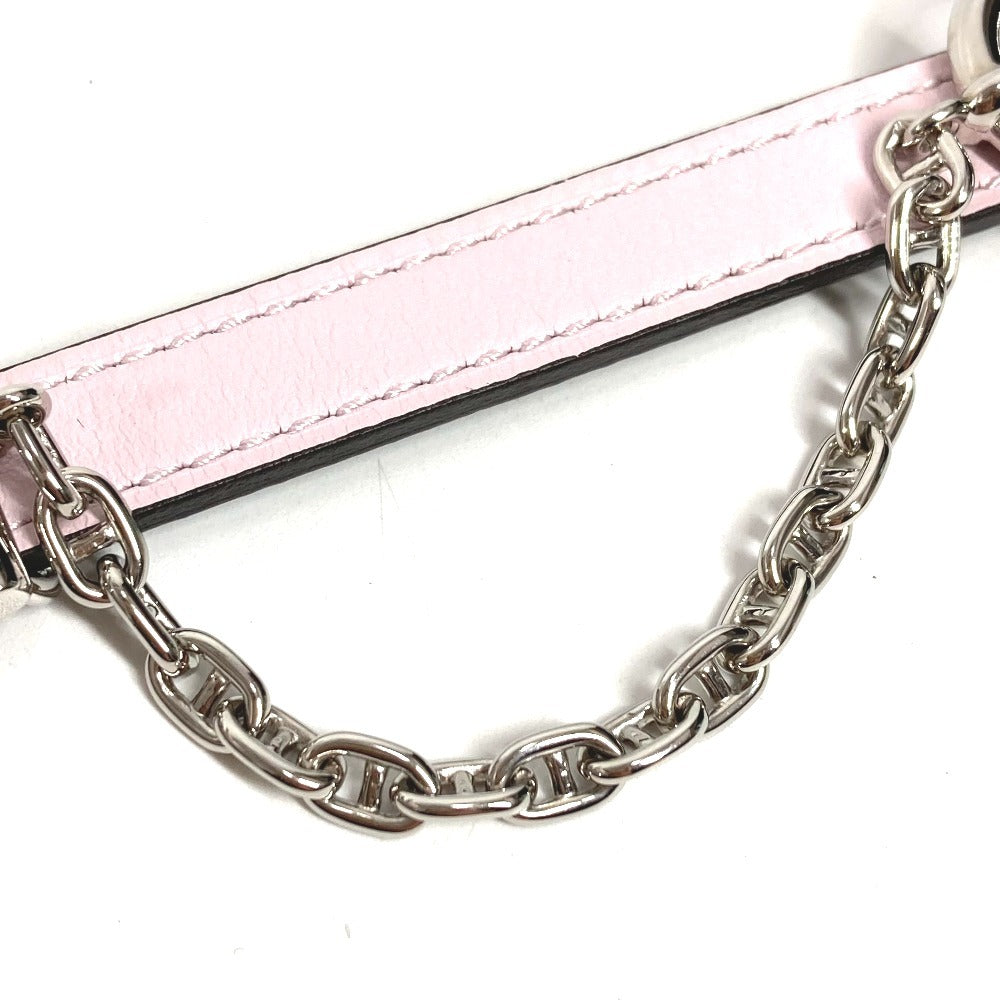 HERMES Carrousel Belt, Thin Leather Chain Belt, Epson, Women's, Vert Maki/Mauve Pale, Pink and Khaki