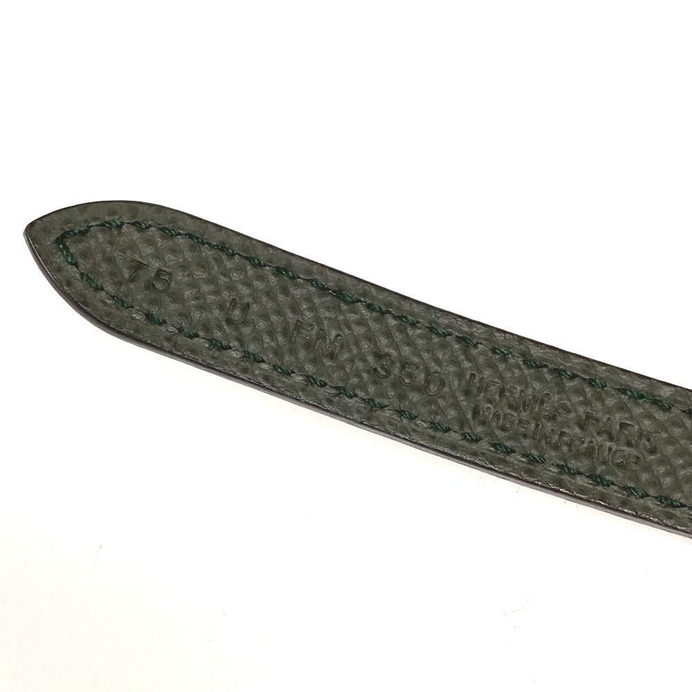 HERMES Carrousel Belt, Thin Leather Chain Belt, Epson, Women's, Vert Maki/Mauve Pale, Pink and Khaki