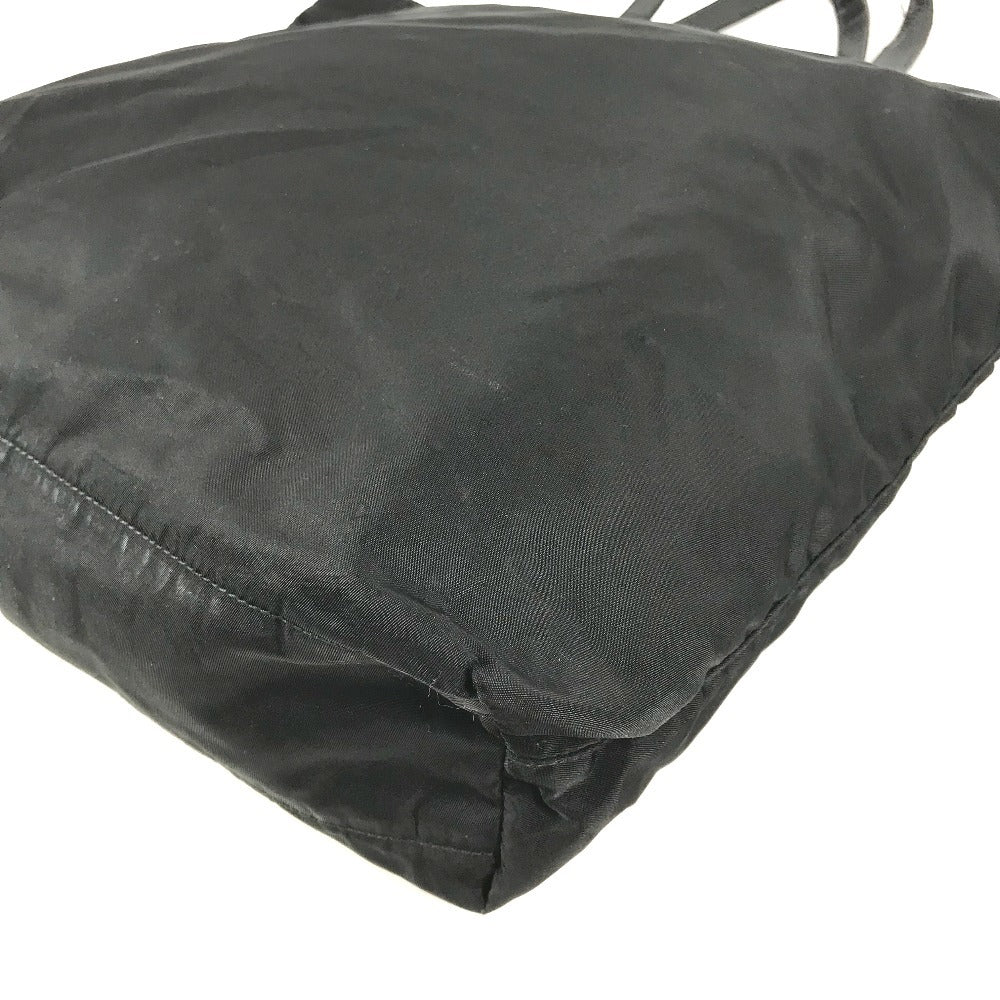 PRADA Triangle Logo Plaque Tote Bag, Shoulder Bag, Vertical Tote, Leather/Nylon, Unisex, Black