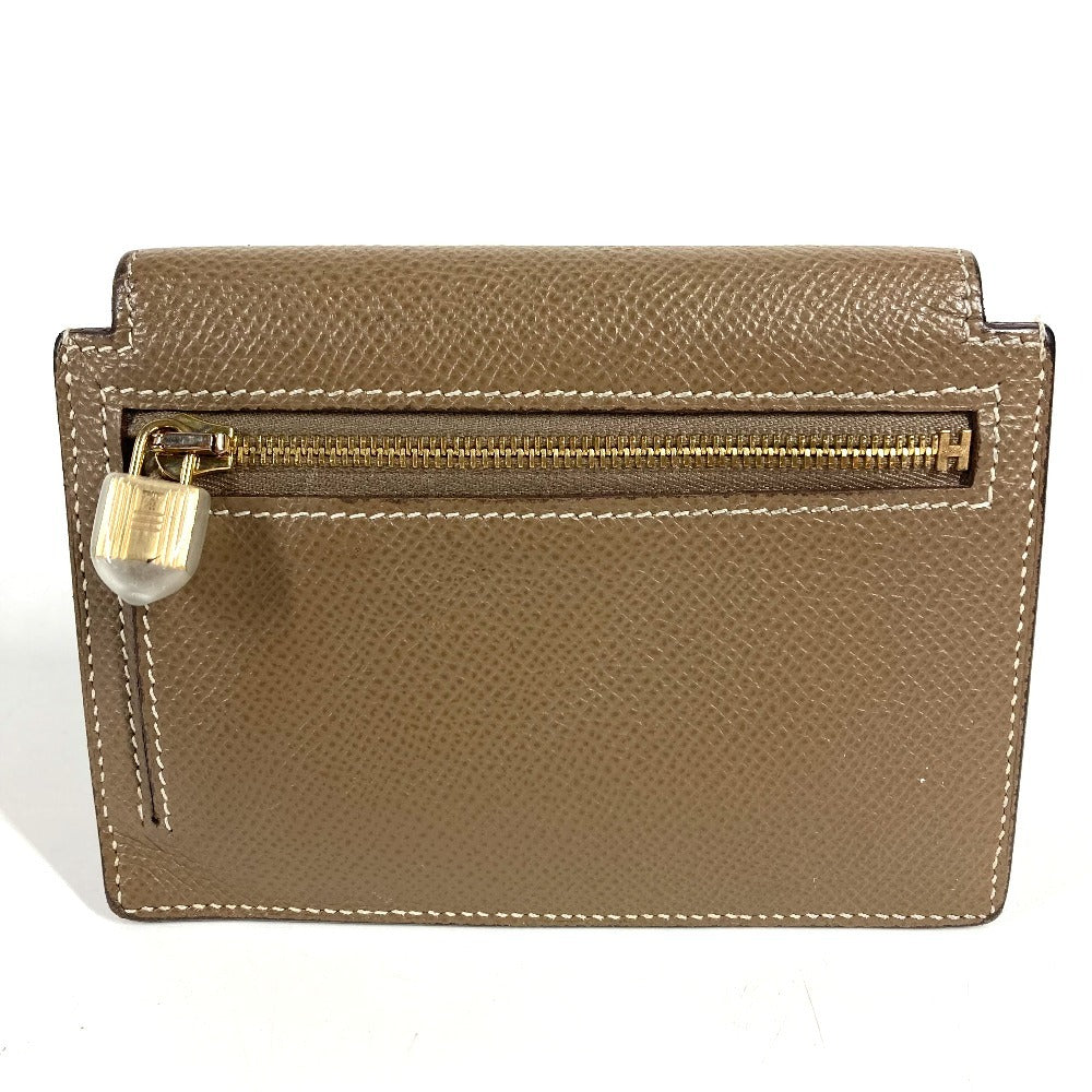 HERMES H Logo Kelly Pocket Compact Wallet/Coin Purse, Epson, Unisex, Etoupe, Gray