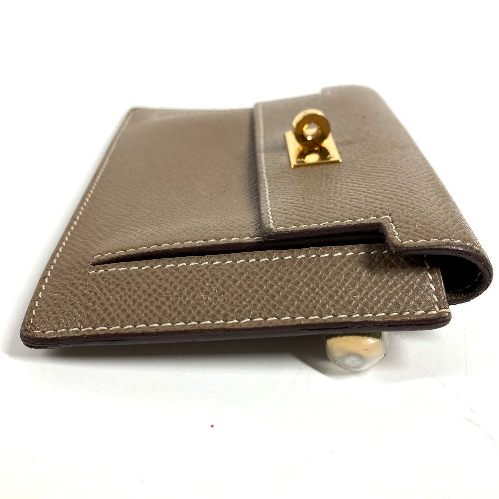 HERMES H Logo Kelly Pocket Compact Wallet/Coin Purse, Epson, Unisex, Etoupe, Gray