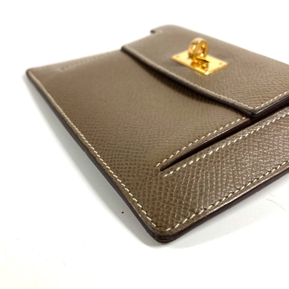 HERMES H Logo Kelly Pocket Compact Wallet/Coin Purse, Epson, Unisex, Etoupe, Gray