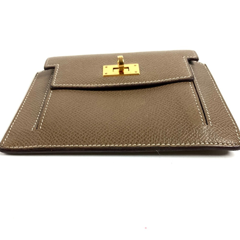 HERMES H Logo Kelly Pocket Compact Wallet/Coin Purse, Epson, Unisex, Etoupe, Gray