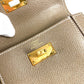 HERMES H Logo Kelly Pocket Compact Wallet/Coin Purse, Epson, Unisex, Etoupe, Gray