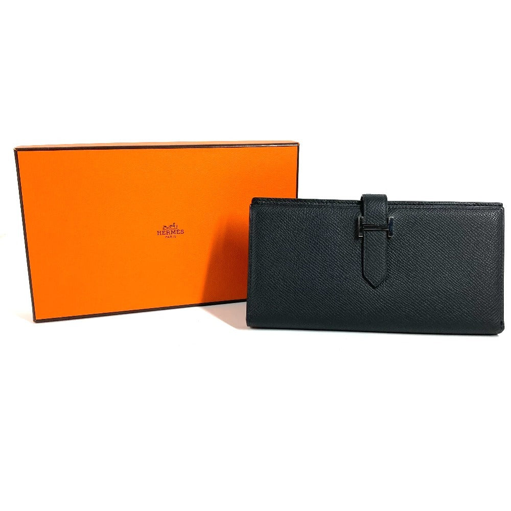 HERMES Hロゴ ベアンスフレ ベアン スフレ 2つ折り ロングウォレット 長財布 エプソン ユニセックス ブラック