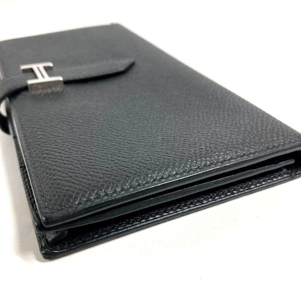 HERMES Hロゴ ベアンスフレ ベアン スフレ 2つ折り ロングウォレット 長財布 エプソン ユニセックス ブラック