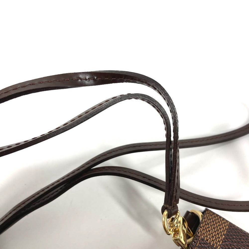 LOUIS VUITTON N60016 ダミエ ポルトカルトID バンドリエール ICケース パスケース ストラップ付き カードケース ダミエキャンバス ユニセックス エベヌ ブラウン