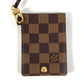 LOUIS VUITTON N60016 ダミエ ポルトカルトID バンドリエール ICケース パスケース ストラップ付き カードケース ダミエキャンバス ユニセックス エベヌ ブラウン