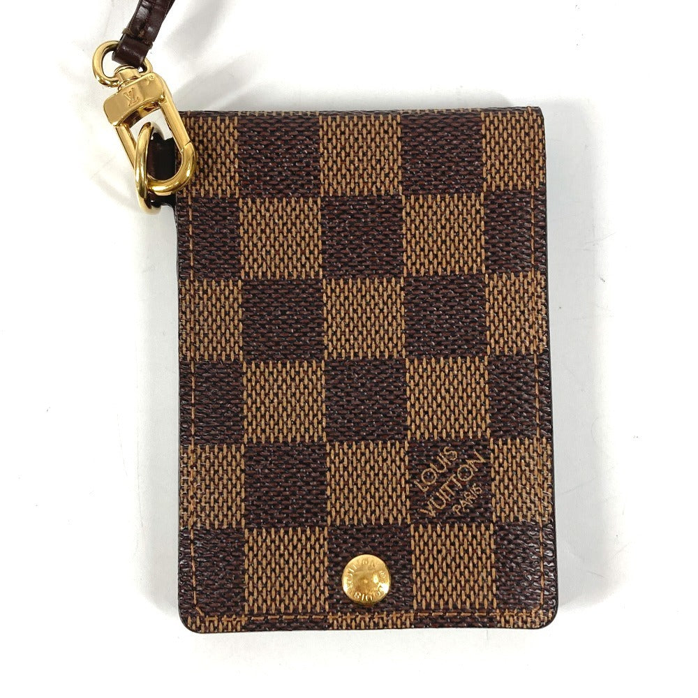 LOUIS VUITTON N60016 ダミエ ポルトカルトID バンドリエール ICケース パスケース ストラップ付き カードケース ダミエキャンバス ユニセックス エベヌ ブラウン