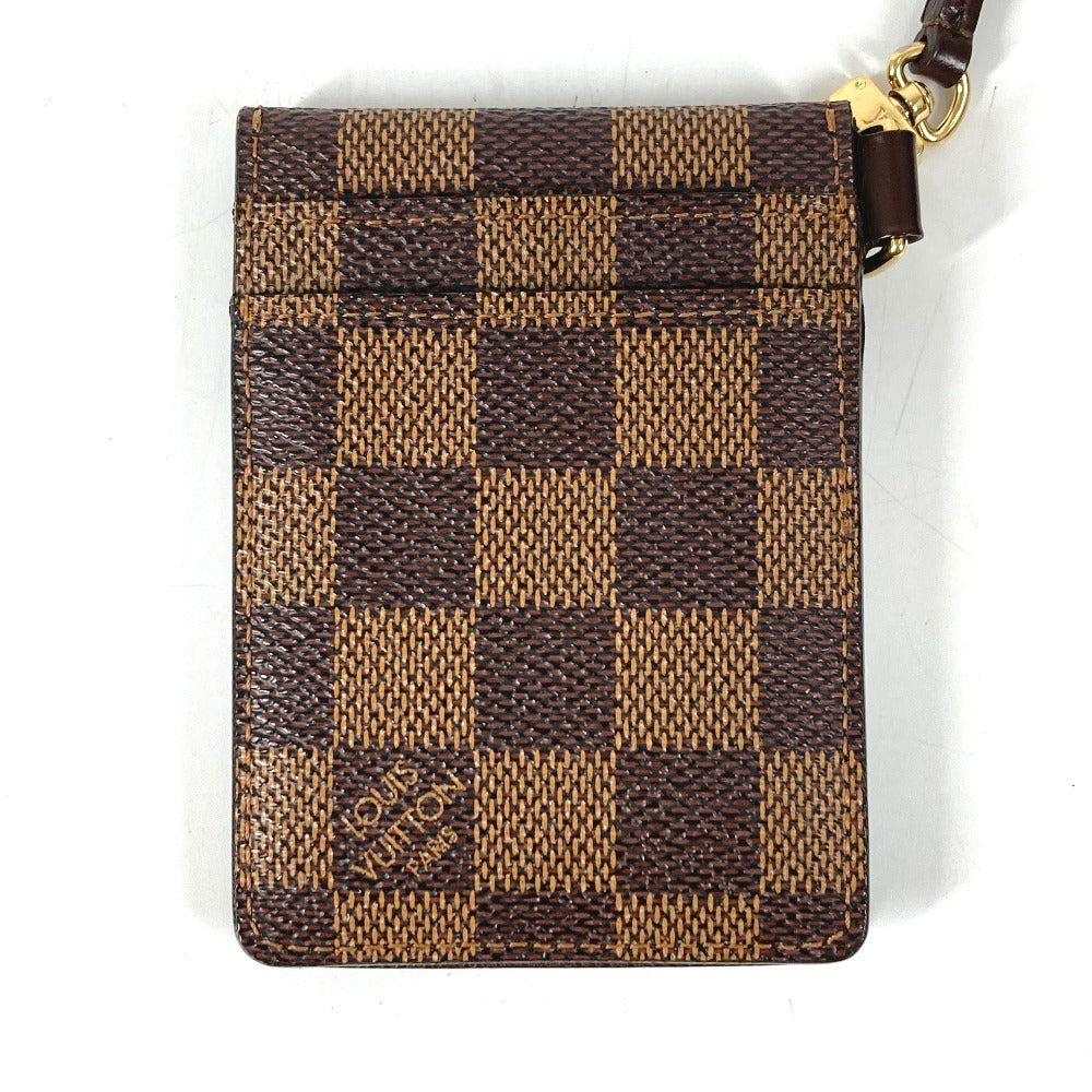 LOUIS VUITTON N60016 ダミエ ポルトカルトID バンドリエール ICケース パスケース ストラップ付き カードケース ダミエキャンバス ユニセックス エベヌ ブラウン