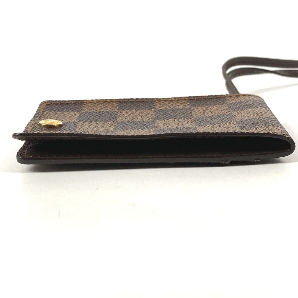 LOUIS VUITTON N60016 ダミエ ポルトカルトID バンドリエール ICケース パスケース ストラップ付き カードケース ダミエキャンバス ユニセックス エベヌ ブラウン
