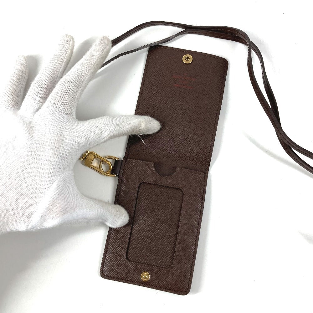 LOUIS VUITTON N60016 ダミエ ポルトカルトID バンドリエール ICケース パスケース ストラップ付き カードケース ダミエキャンバス ユニセックス エベヌ ブラウン