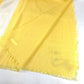 HERMES Bicolor Logo Leather Patch Leather Tag Large Stole Fringe Shawl Cashmere Unisex Yellow