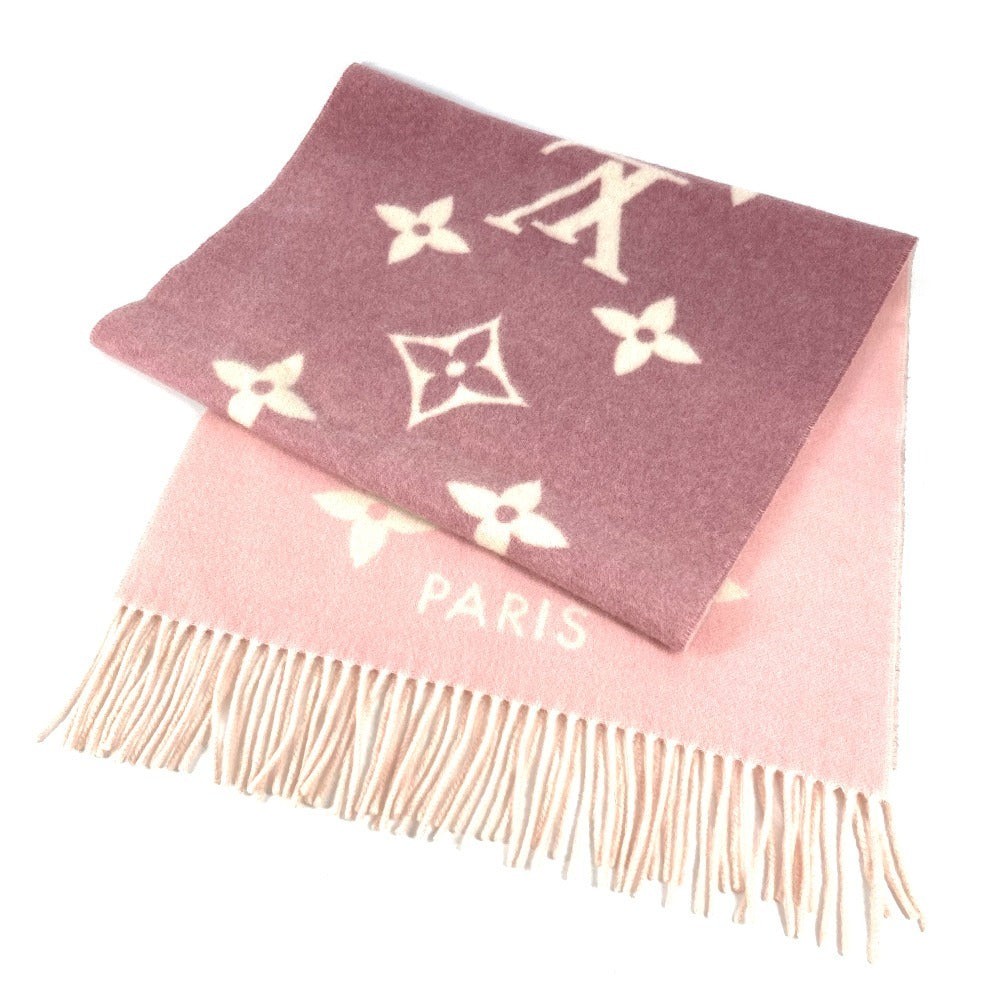 LOUIS VUITTON M77375 Monogram Scarf Reykjavik Gradient Large Stole Fringe Scarf Wool/Cashmere Unisex Rose Clair Pink