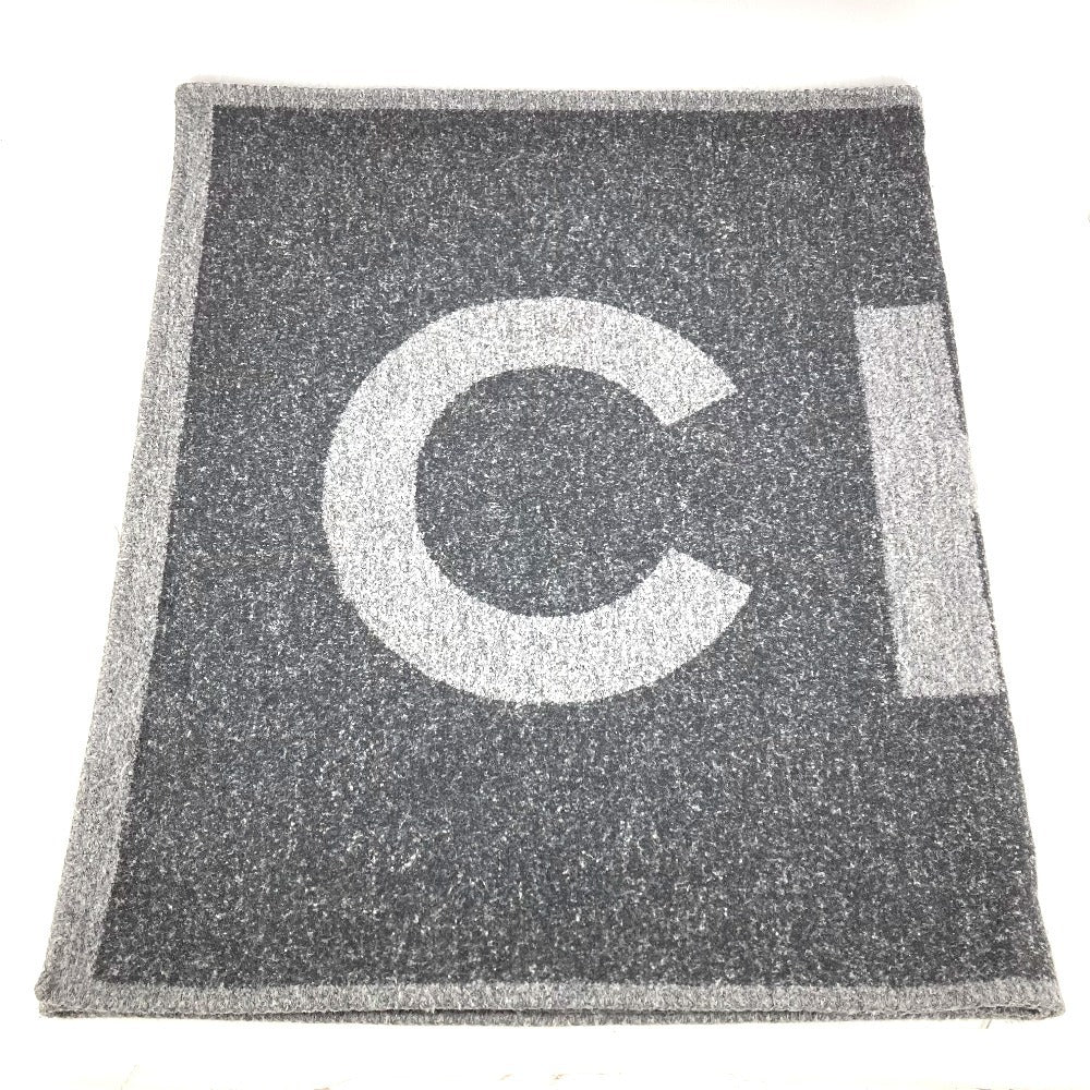 CHANEL 19K ロゴ 大判 ストール ブランケット マフラー カシミヤ ユニセックス グレー