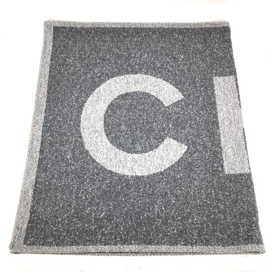 CHANEL 19K ロゴ 大判 ストール ブランケット マフラー カシミヤ ユニセックス グレー