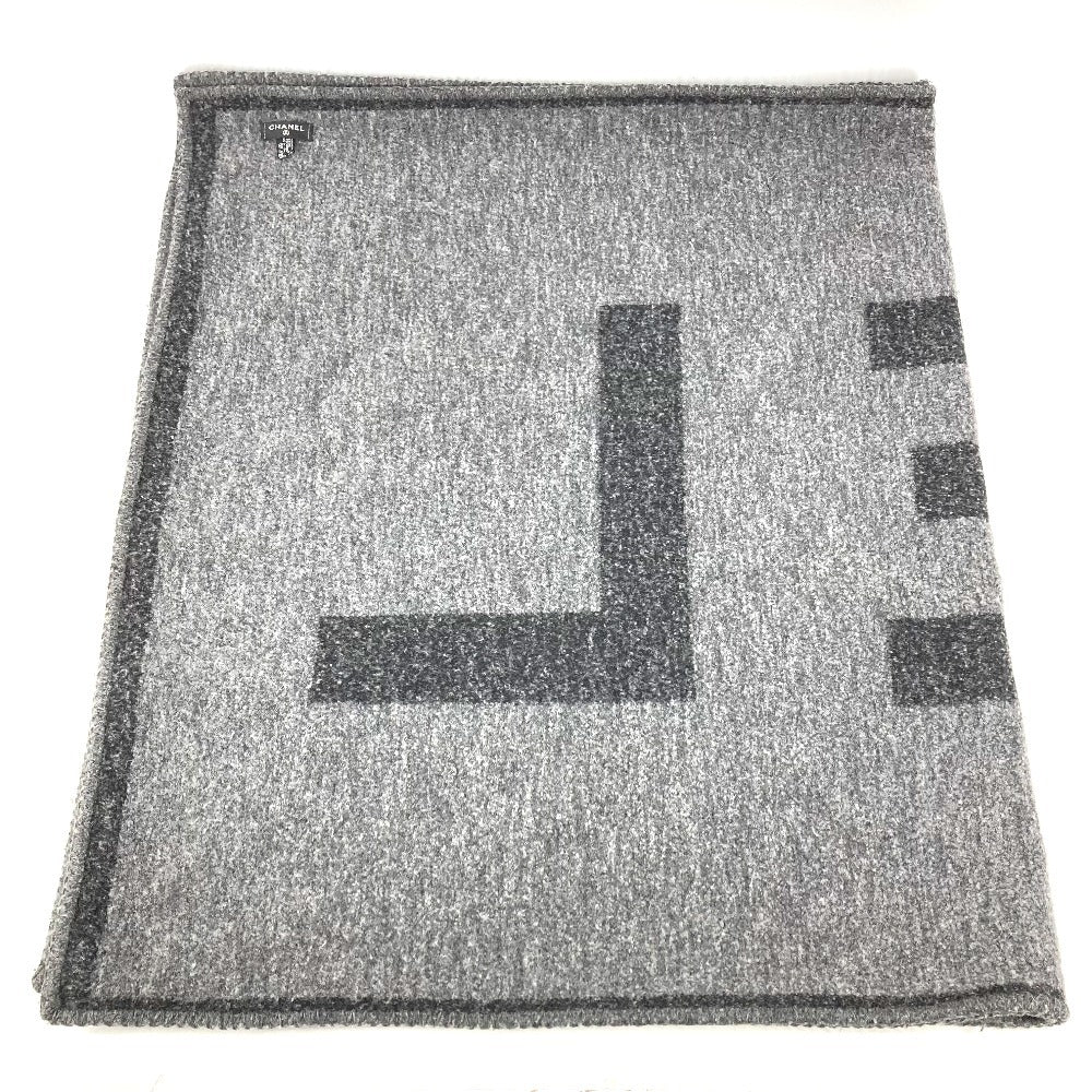 CHANEL 19K ロゴ 大判 ストール ブランケット マフラー カシミヤ ユニセックス グレー