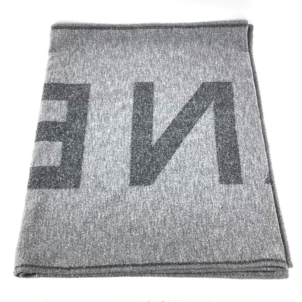 CHANEL 19K ロゴ 大判 ストール ブランケット マフラー カシミヤ ユニセックス グレー