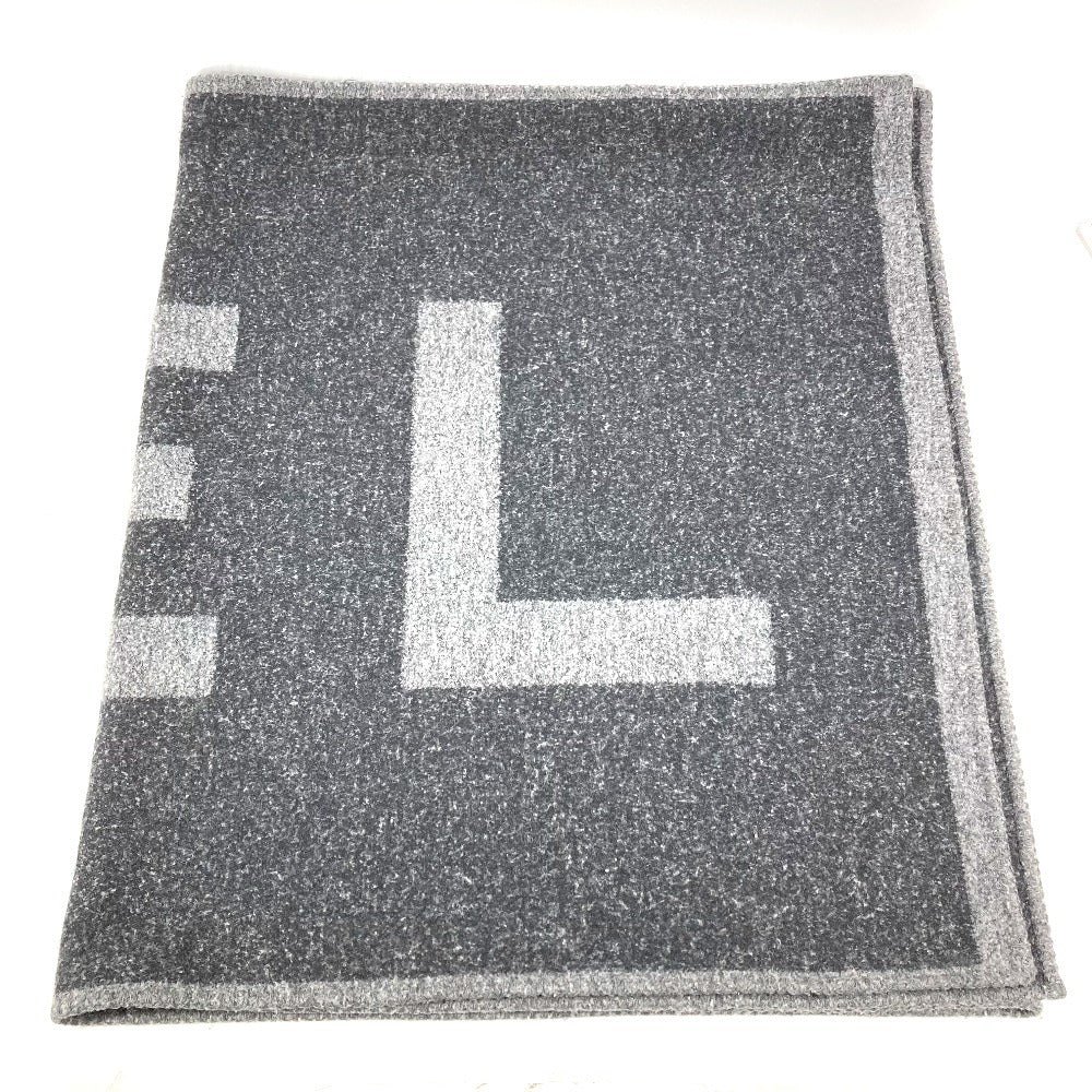 CHANEL 19K ロゴ 大判 ストール ブランケット マフラー カシミヤ ユニセックス グレー