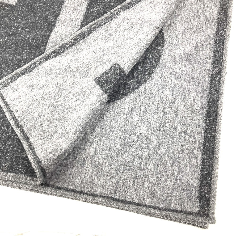 CHANEL 19K ロゴ 大判 ストール ブランケット マフラー カシミヤ ユニセックス グレー