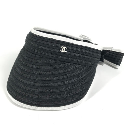 CHANEL 22P CC ココマーク リボン りぼん 帽子 サンバイザー レディース ブラック