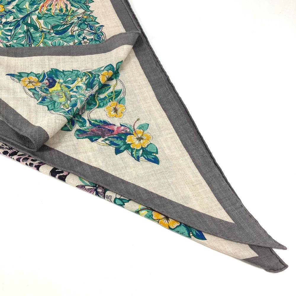 HERMES Jungle Love Triangle Géant 140 Shawl Stole Large Triangle Scarf Cashmere Unisex Gray