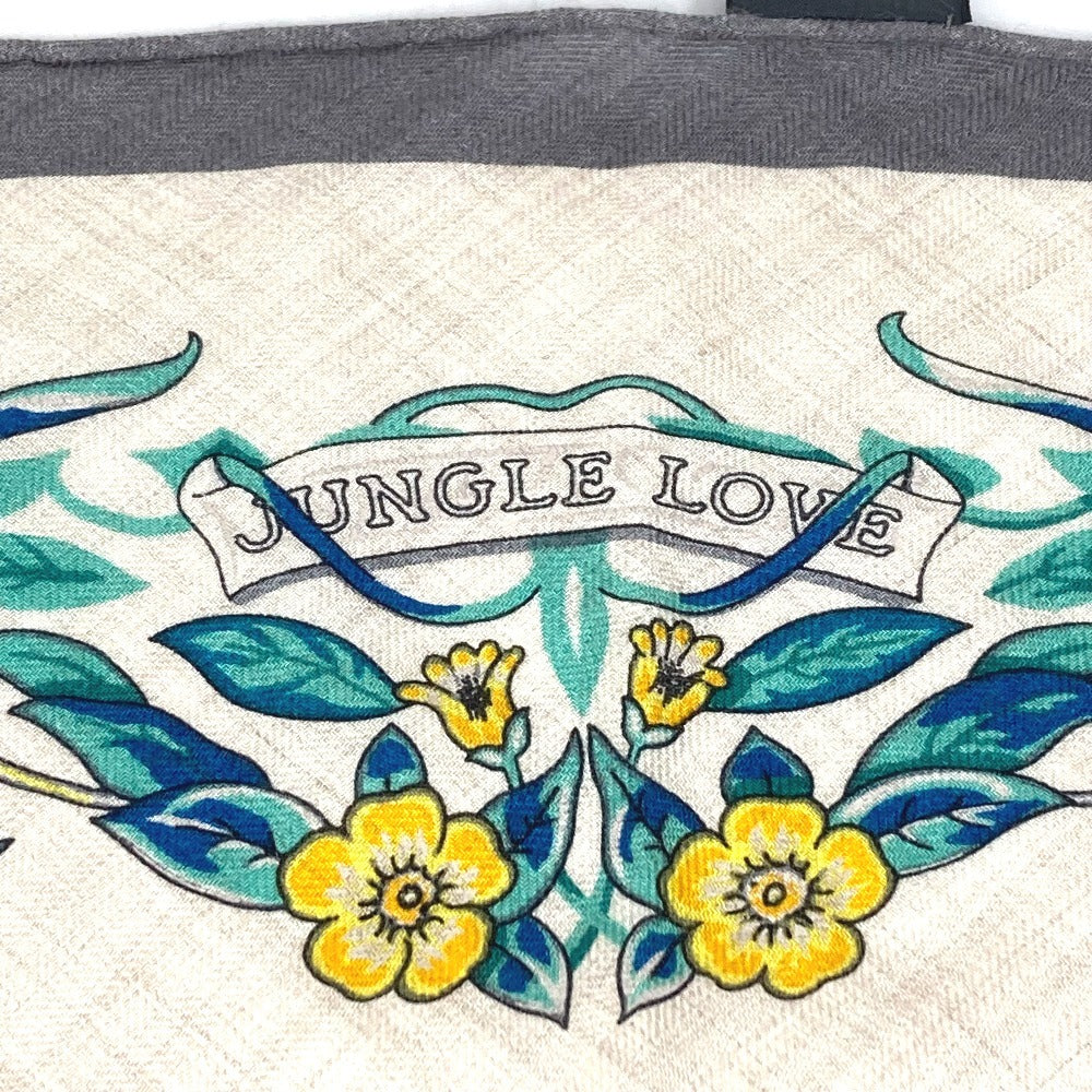 HERMES Jungle Love Triangle Géant 140 Shawl Stole Large Triangle Scarf Cashmere Unisex Gray