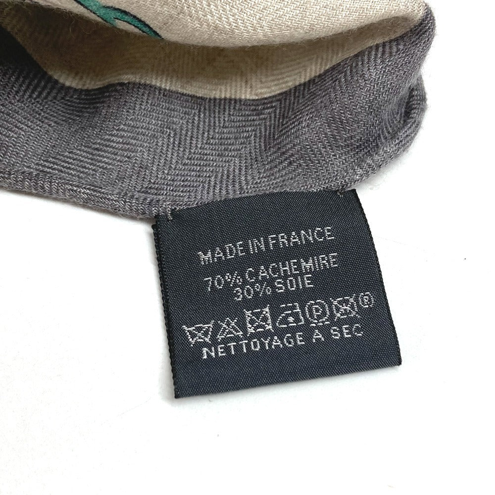 HERMES Jungle Love Triangle Géant 140 Shawl Stole Large Triangle Scarf Cashmere Unisex Gray