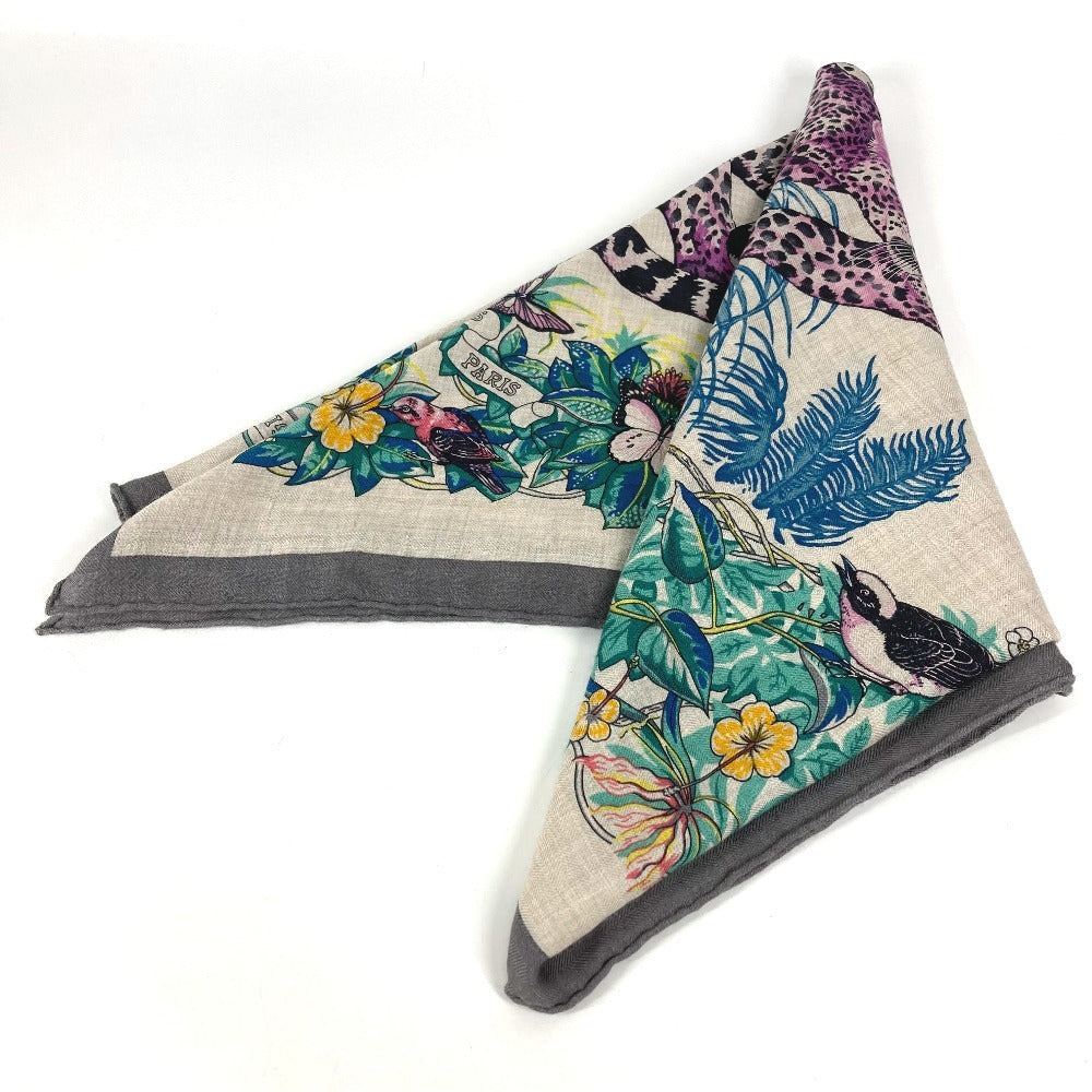 HERMES Jungle Love Triangle Géant 140 Shawl Stole Large Triangle Scarf Cashmere Unisex Gray