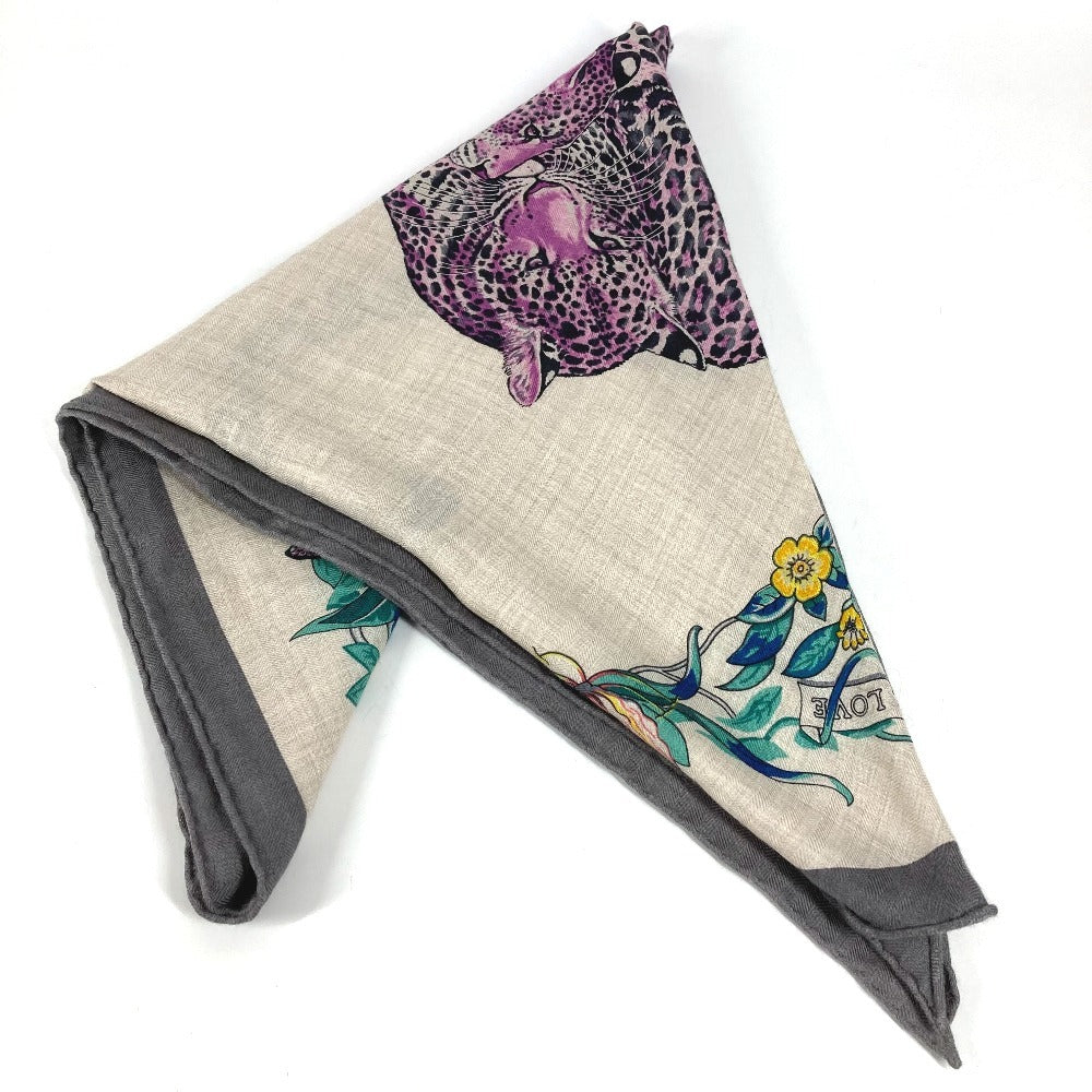 HERMES Jungle Love Triangle Géant 140 Shawl Stole Large Triangle Scarf Cashmere Unisex Gray