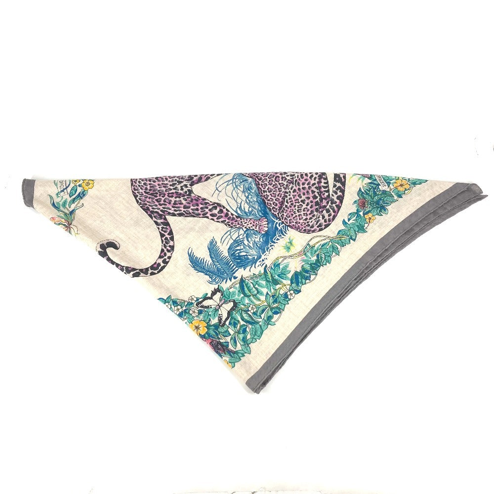 HERMES Jungle Love Triangle Géant 140 Shawl Stole Large Triangle Scarf Cashmere Unisex Gray