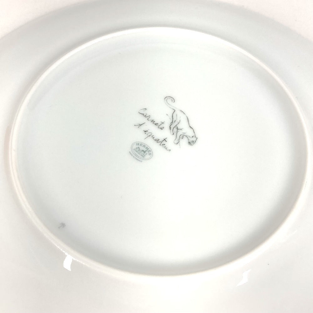 HERMES ライオン 赤道直下のスケッチ　21ｃｍ プレート 食器 皿 お皿 陶器 レディース グリーン系
