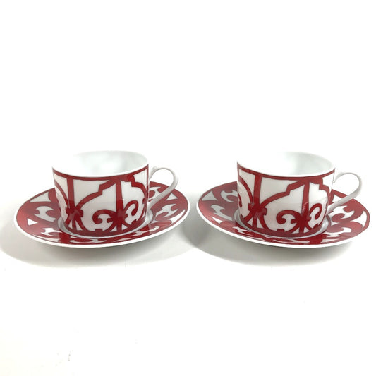 HERMES ガダルキヴィール 食器 カップ＆ソーサー 2客セット ペア 皿 コップ マグカップ コーヒーカップ ティーカップ 陶器 レディース ホワイト