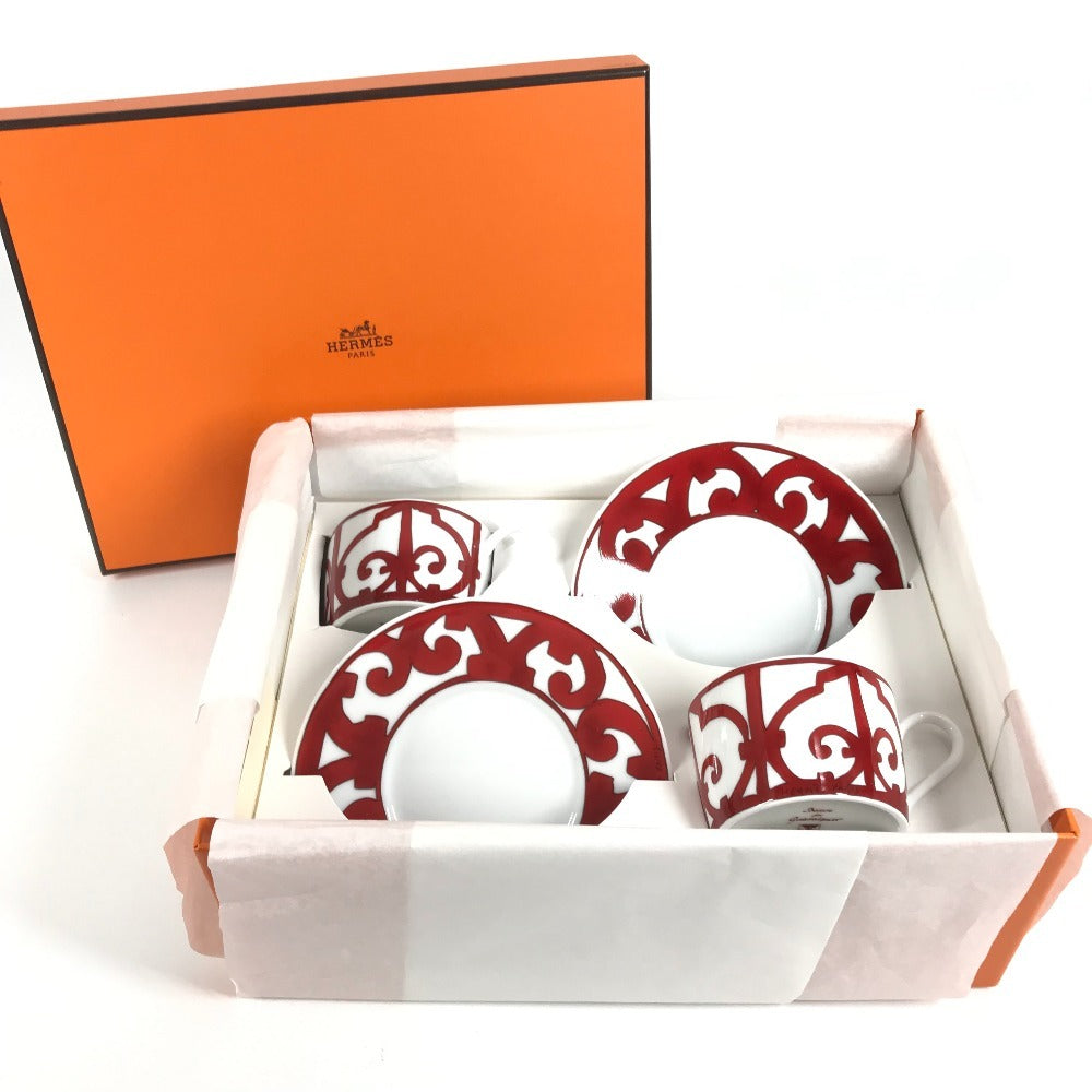 HERMES ガダルキヴィール 食器 カップ＆ソーサー 2客セット ペア 皿 コップ マグカップ コーヒーカップ ティーカップ 陶器 レディース ホワイト