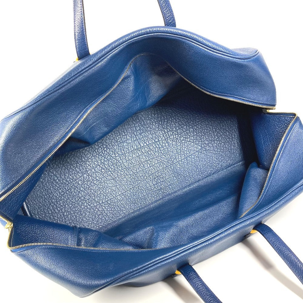 HERMES Gallop Handbag, Travel Bag, Boston Bag, Buffalo Skipper, Unisex, Blue