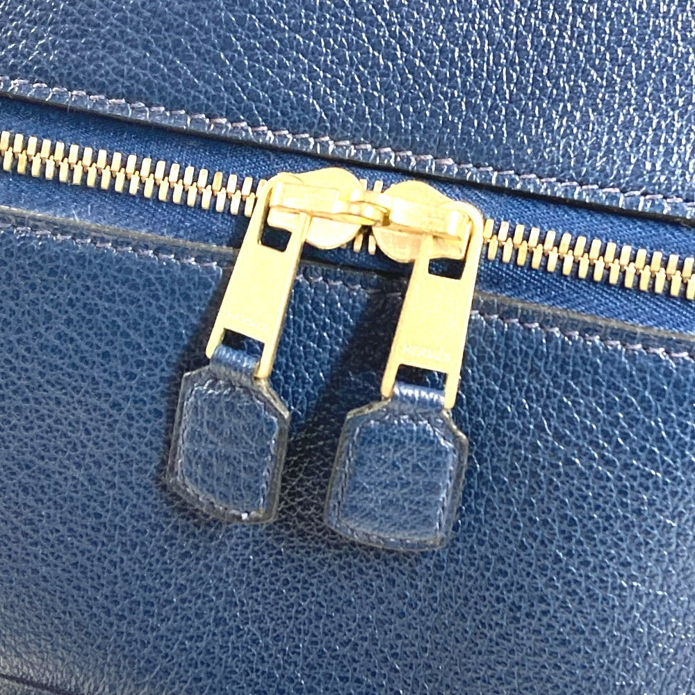 HERMES Gallop Handbag, Travel Bag, Boston Bag, Buffalo Skipper, Unisex, Blue