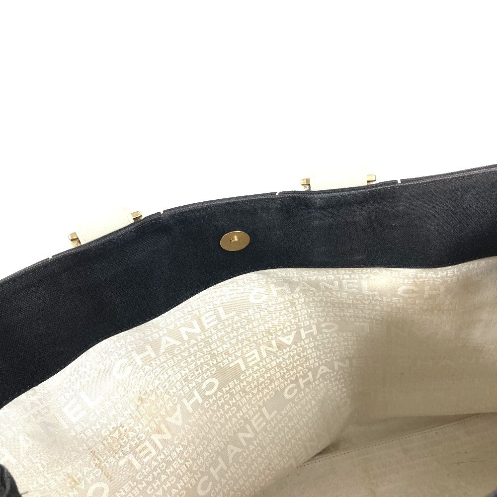 CHANEL バイカラー CC ココマーク ロゴ カバン トートバッグ 肩掛け ハンドバッグ ショルダーバッグ キャンバス ユニセックス ブラック