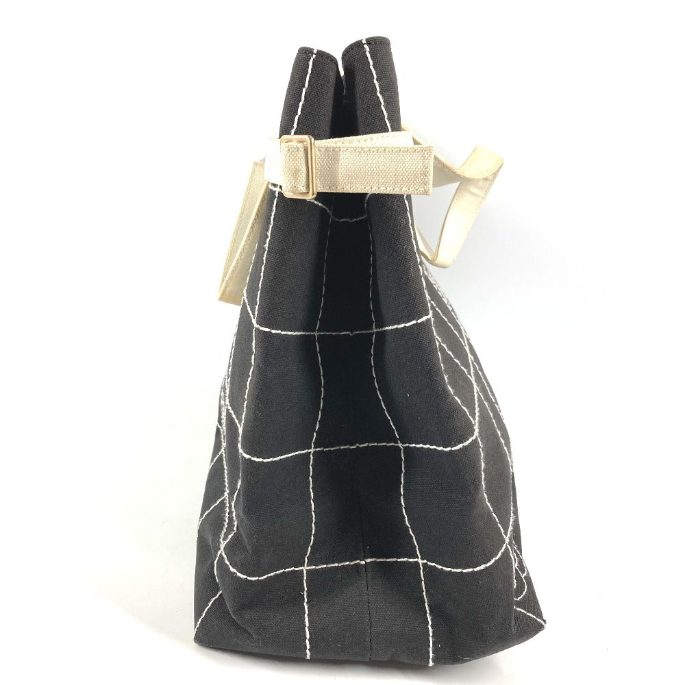 CHANEL バイカラー CC ココマーク ロゴ カバン トートバッグ 肩掛け ハンドバッグ ショルダーバッグ キャンバス ユニセックス ブラック