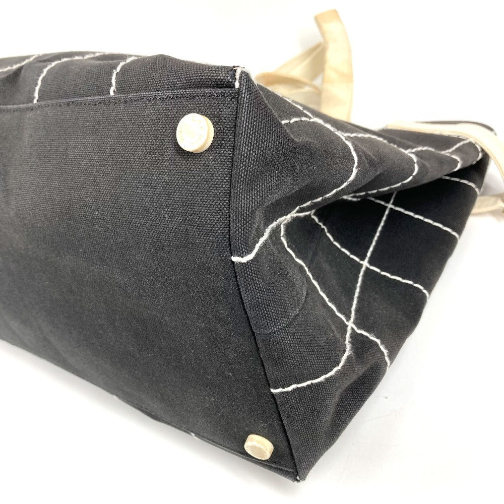 CHANEL バイカラー CC ココマーク ロゴ カバン トートバッグ 肩掛け ハンドバッグ ショルダーバッグ キャンバス ユニセックス ブラック