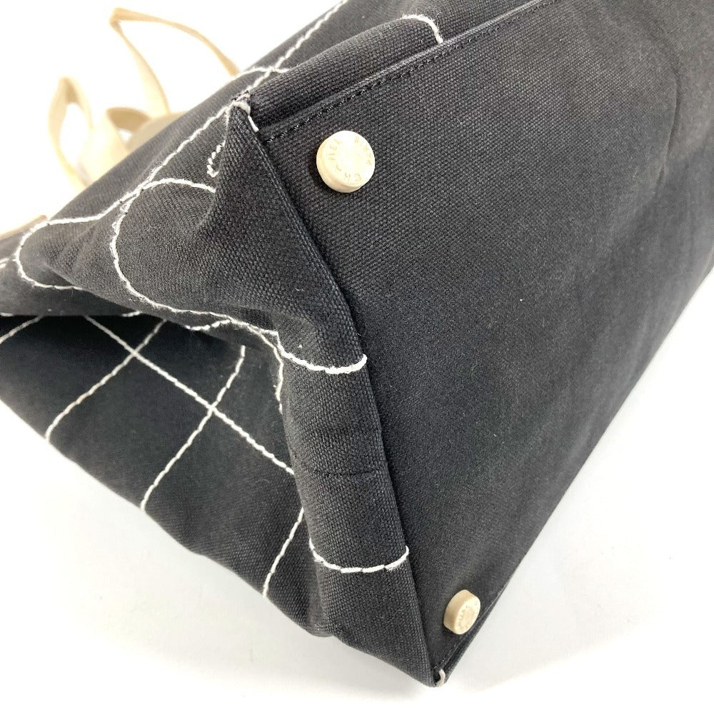 CHANEL バイカラー CC ココマーク ロゴ カバン トートバッグ 肩掛け ハンドバッグ ショルダーバッグ キャンバス ユニセックス ブラック