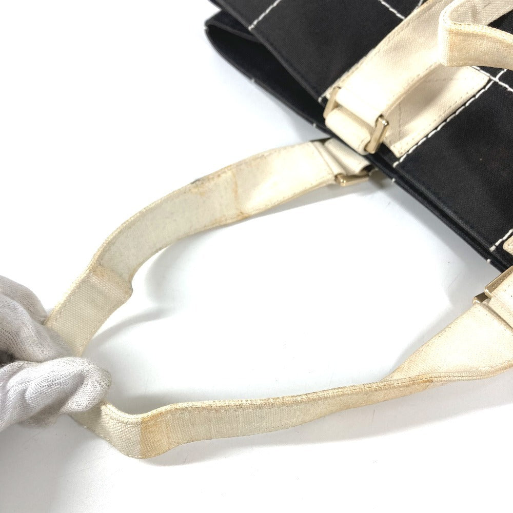 CHANEL バイカラー CC ココマーク ロゴ カバン トートバッグ 肩掛け ハンドバッグ ショルダーバッグ キャンバス ユニセックス ブラック