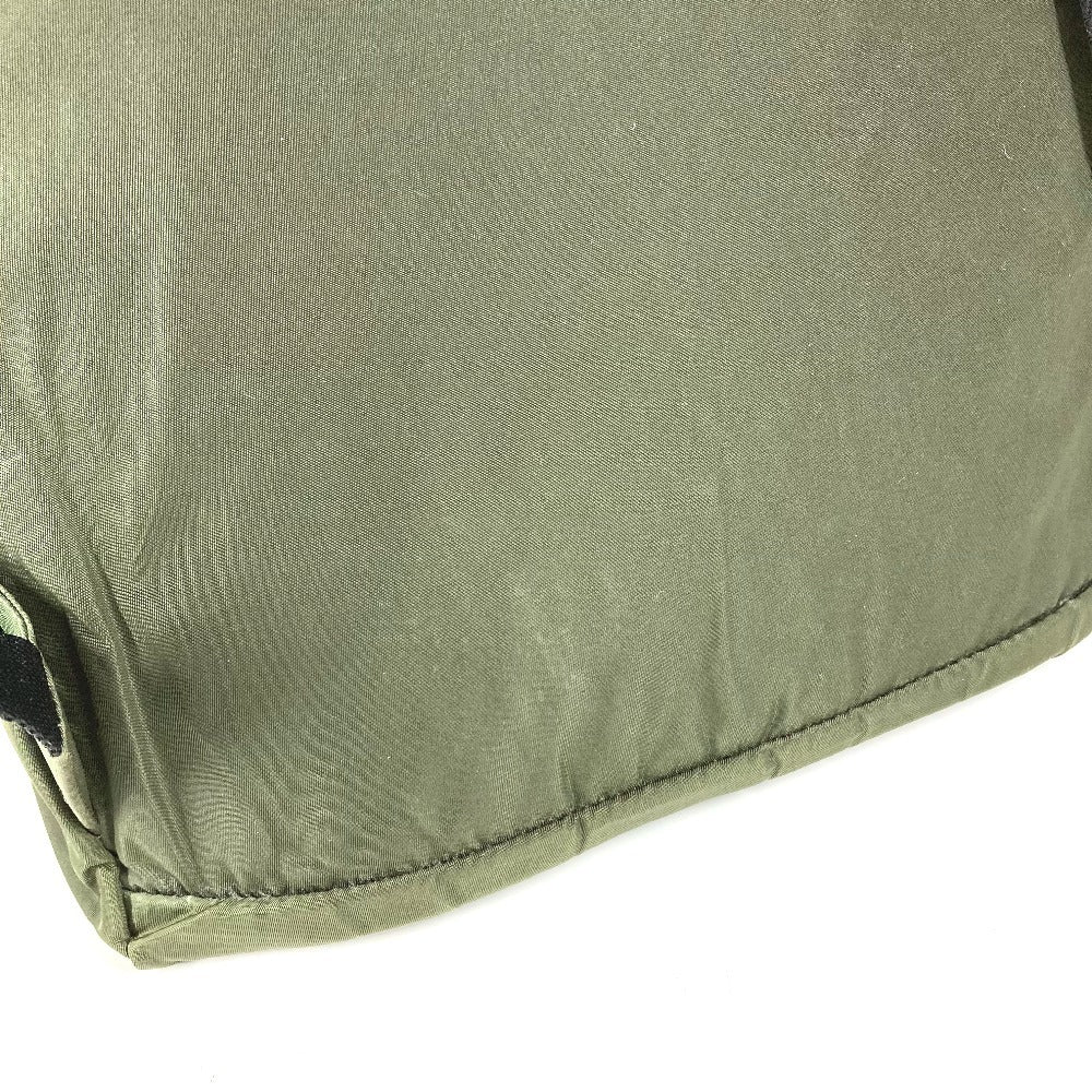 PRADA Triangle Logo Plate Bag Backpack Rucksack Nylon Unisex Khaki