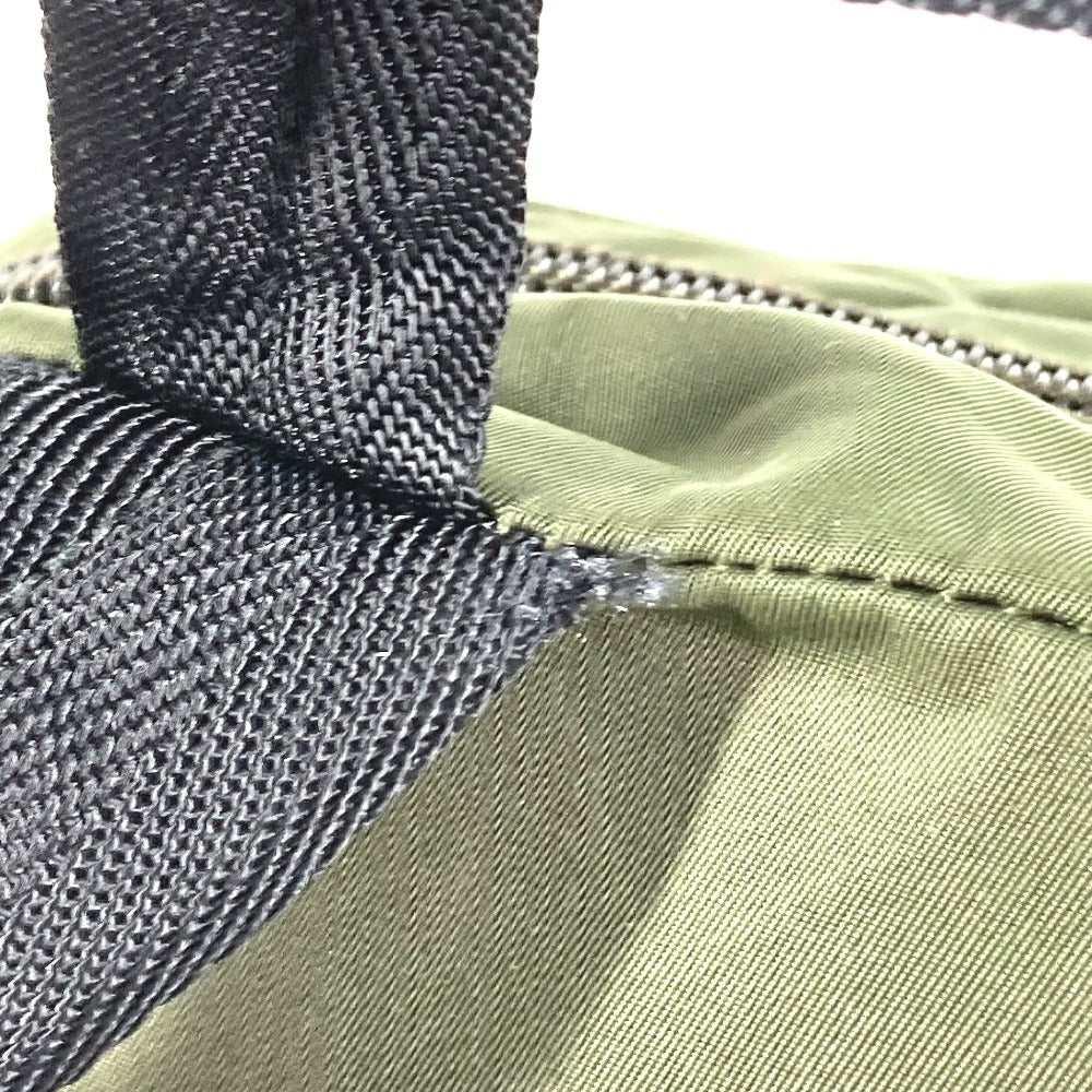 PRADA Triangle Logo Plate Bag Backpack Rucksack Nylon Unisex Khaki
