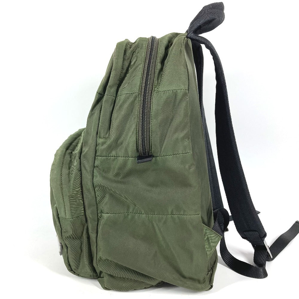 PRADA Triangle Logo Plate Bag Backpack Rucksack Nylon Unisex Khaki