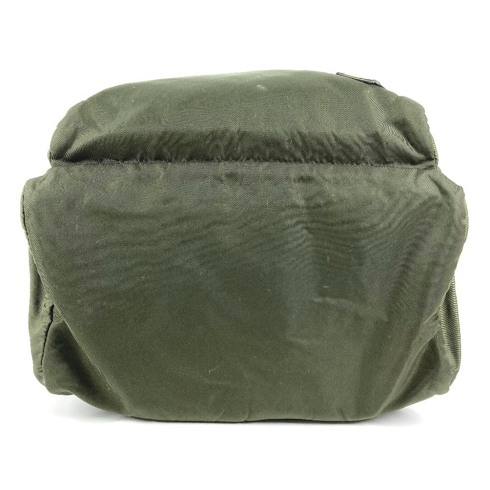 PRADA Triangle Logo Plate Bag Backpack Rucksack Nylon Unisex Khaki